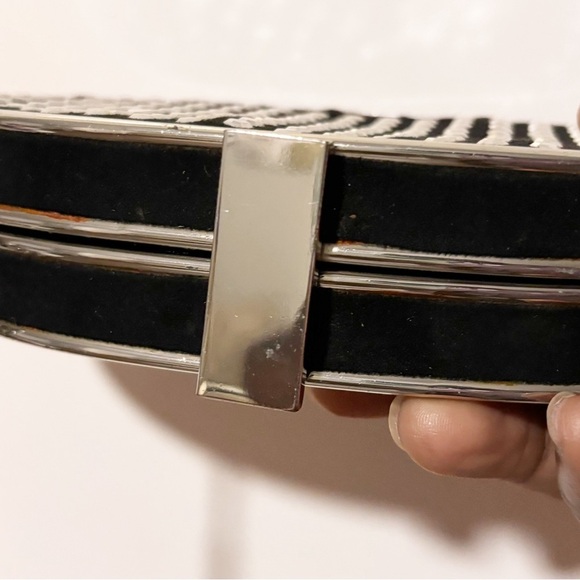 Zara inditex polyester clutch black evening studs bag - Picture 3 of 5